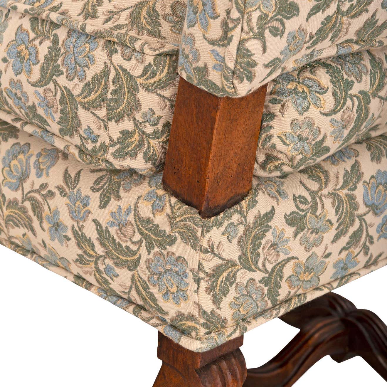 The Vintage Floral Colonial Antique Chair with Unique Leg Design by Sidqa