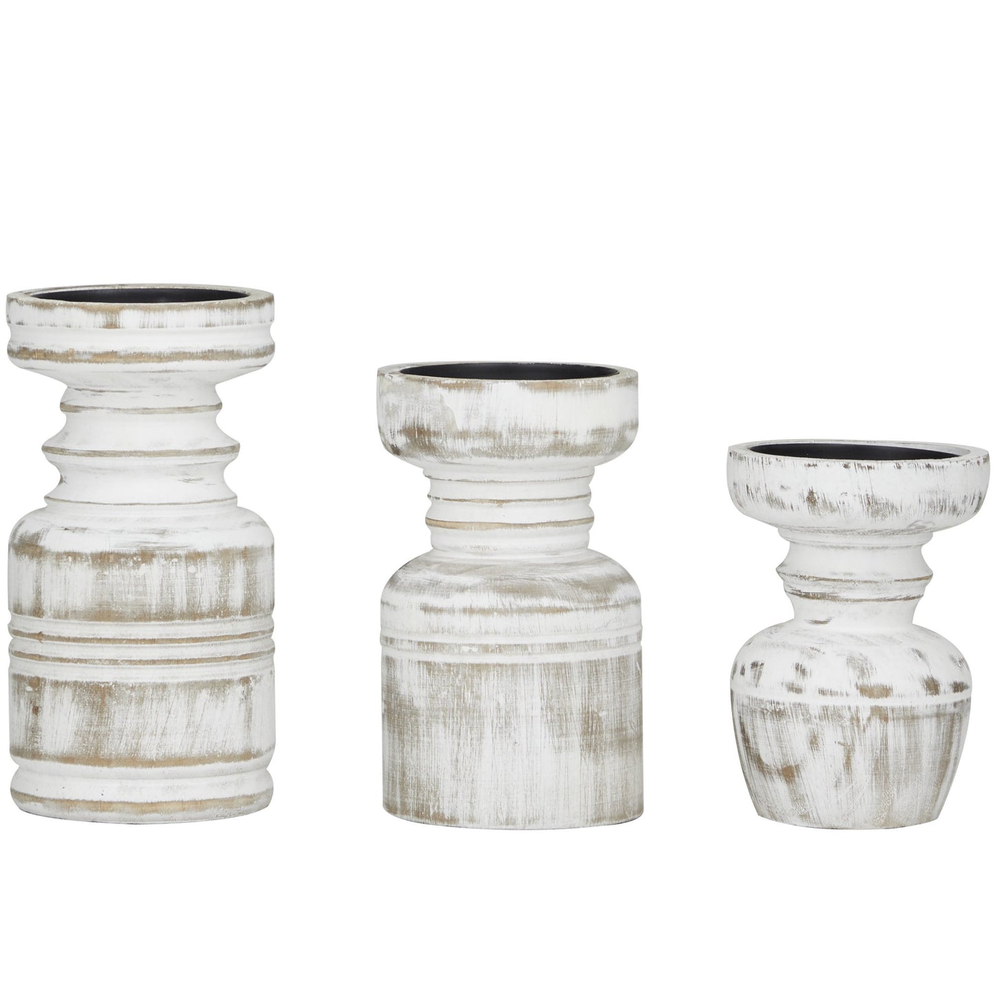 Distressed White Designer Candle Holders