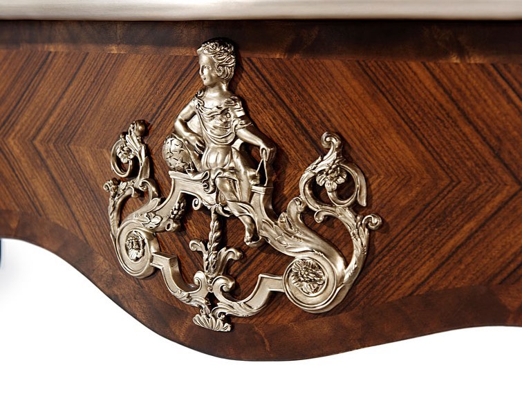 Sidqa Mahogany Veneer Console with Silver Accents