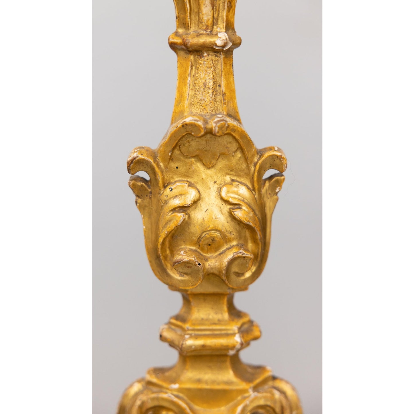 Regal Gold Carved Candle Stands Pair