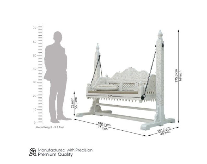 French White Carved Standalone Swing