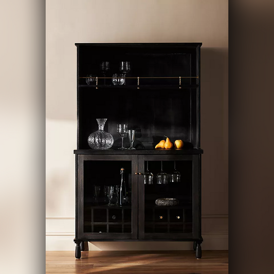 Noir Luxe: Black Bar Cabinet with Brass Accents