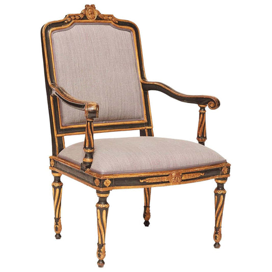 The Opulent Black and Gold Chair in Grey Luxury Fabric by Sidqa