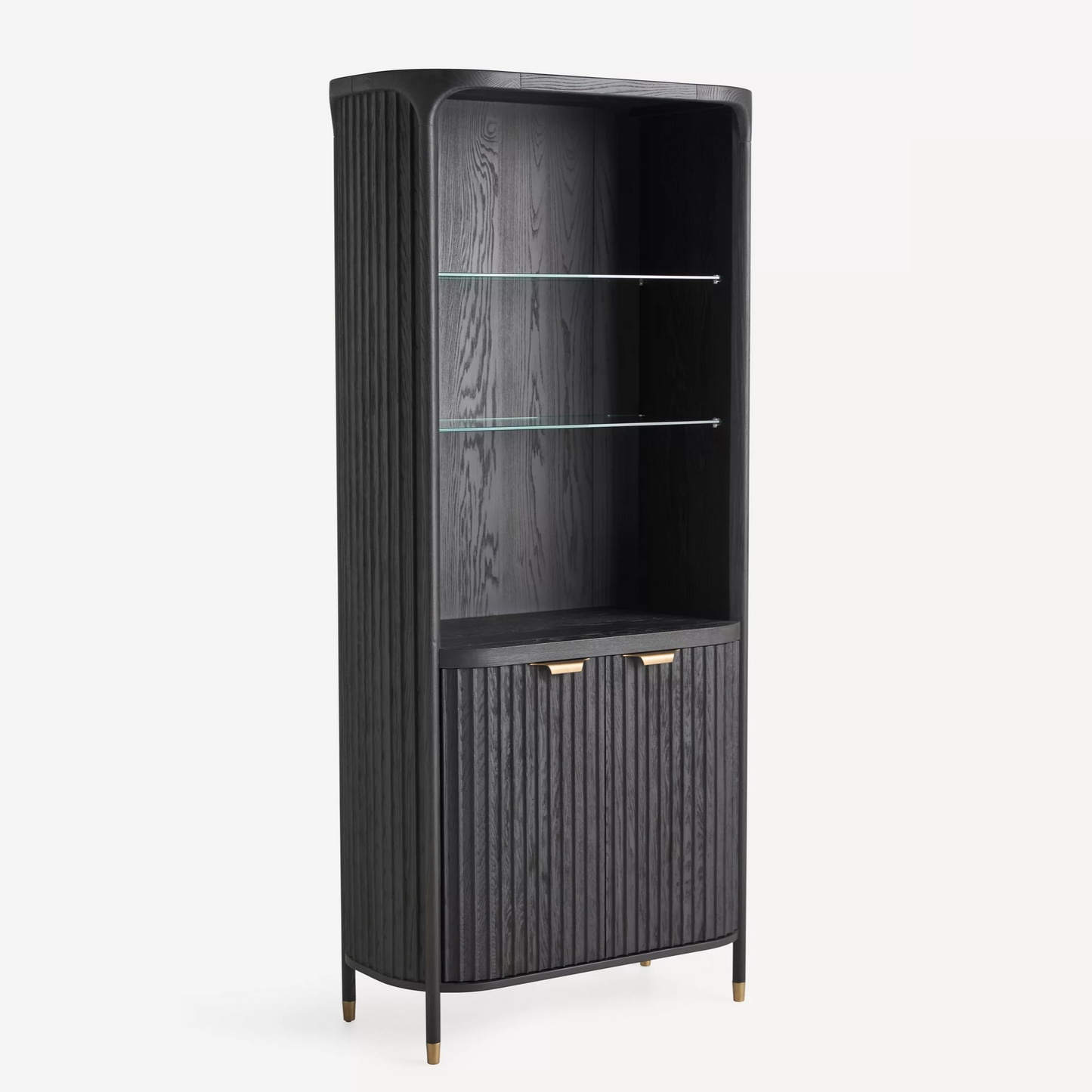 Midnight Elegance: Black Display Bar Cabinet