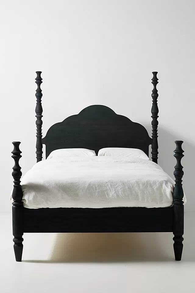 Sidqa French Finish Black Pole Single Bed