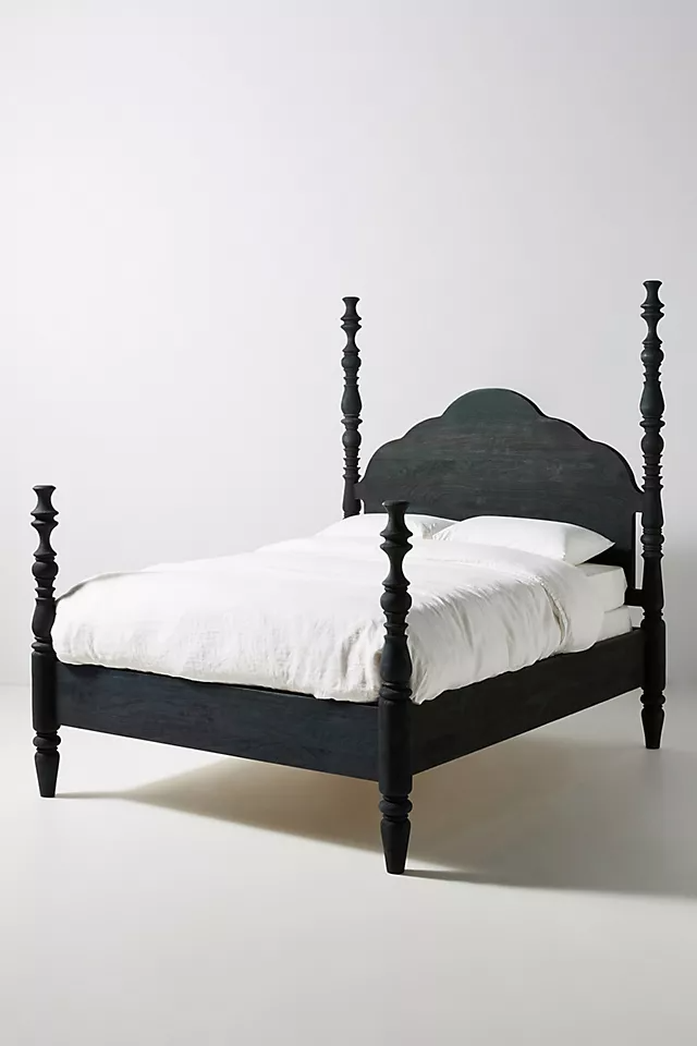 Sidqa French Finish Black Pole Single Bed