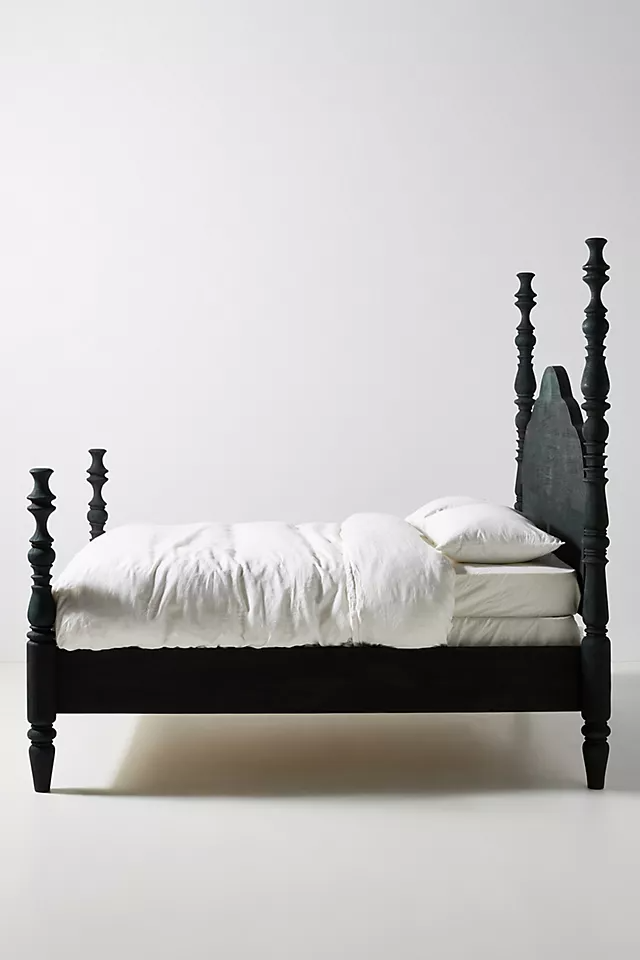 Sidqa French Finish Black Pole Single Bed