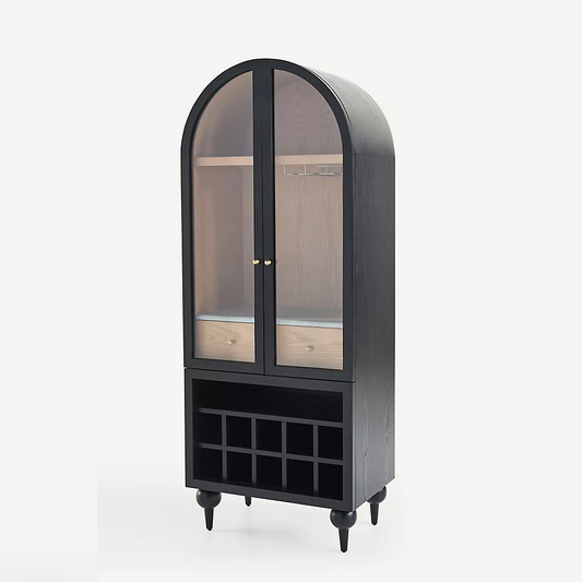 Ebon Oval: Compact Wine Bar Cabinet