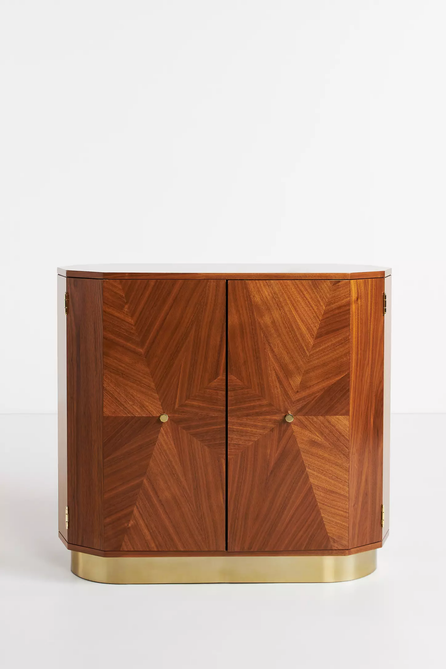 Golden Teak Elegance: Oval Vintage Cabinet