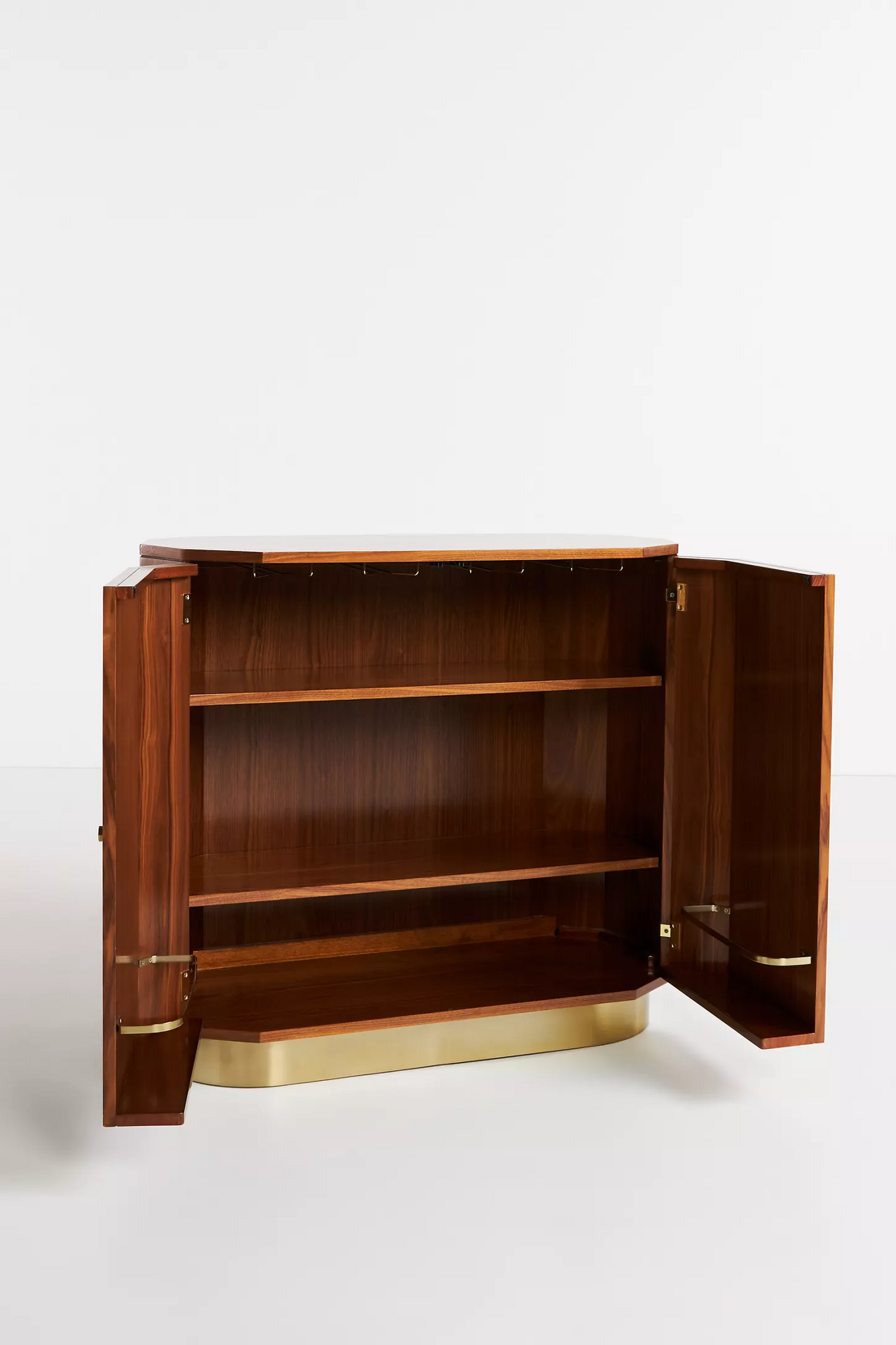 Golden Teak Elegance: Oval Vintage Cabinet