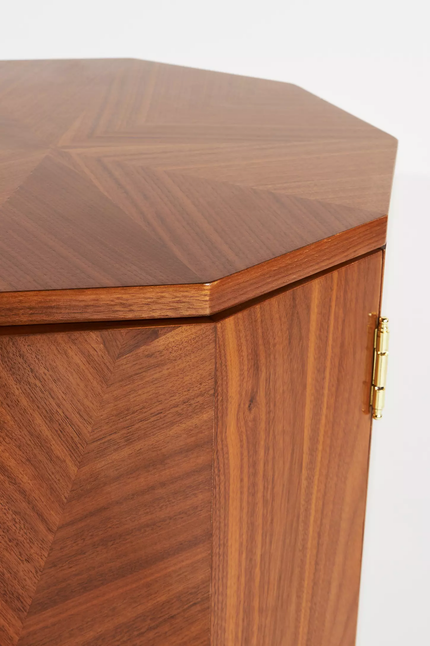 Golden Teak Elegance: Oval Vintage Cabinet