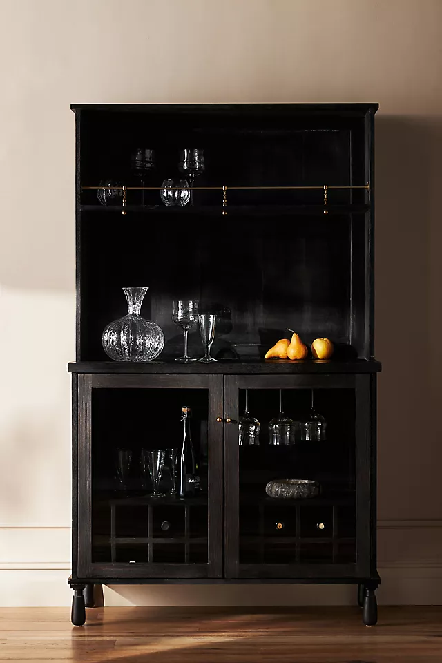 Noir Luxe: Black Bar Cabinet with Brass Accents