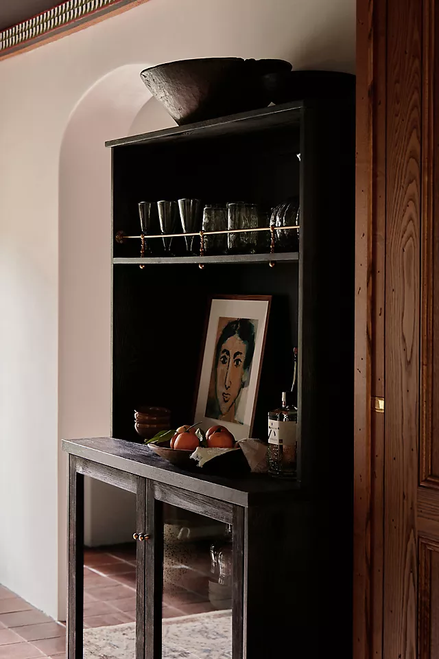 Noir Luxe: Black Bar Cabinet with Brass Accents