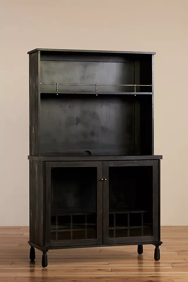 Noir Luxe: Black Bar Cabinet with Brass Accents