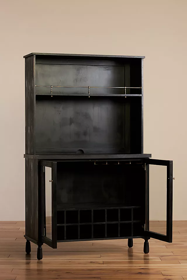 Noir Luxe: Black Bar Cabinet with Brass Accents