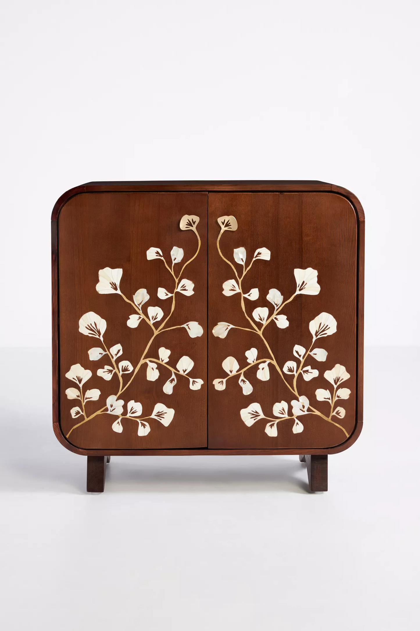 Floral Charm: Natural Polish Cabinet