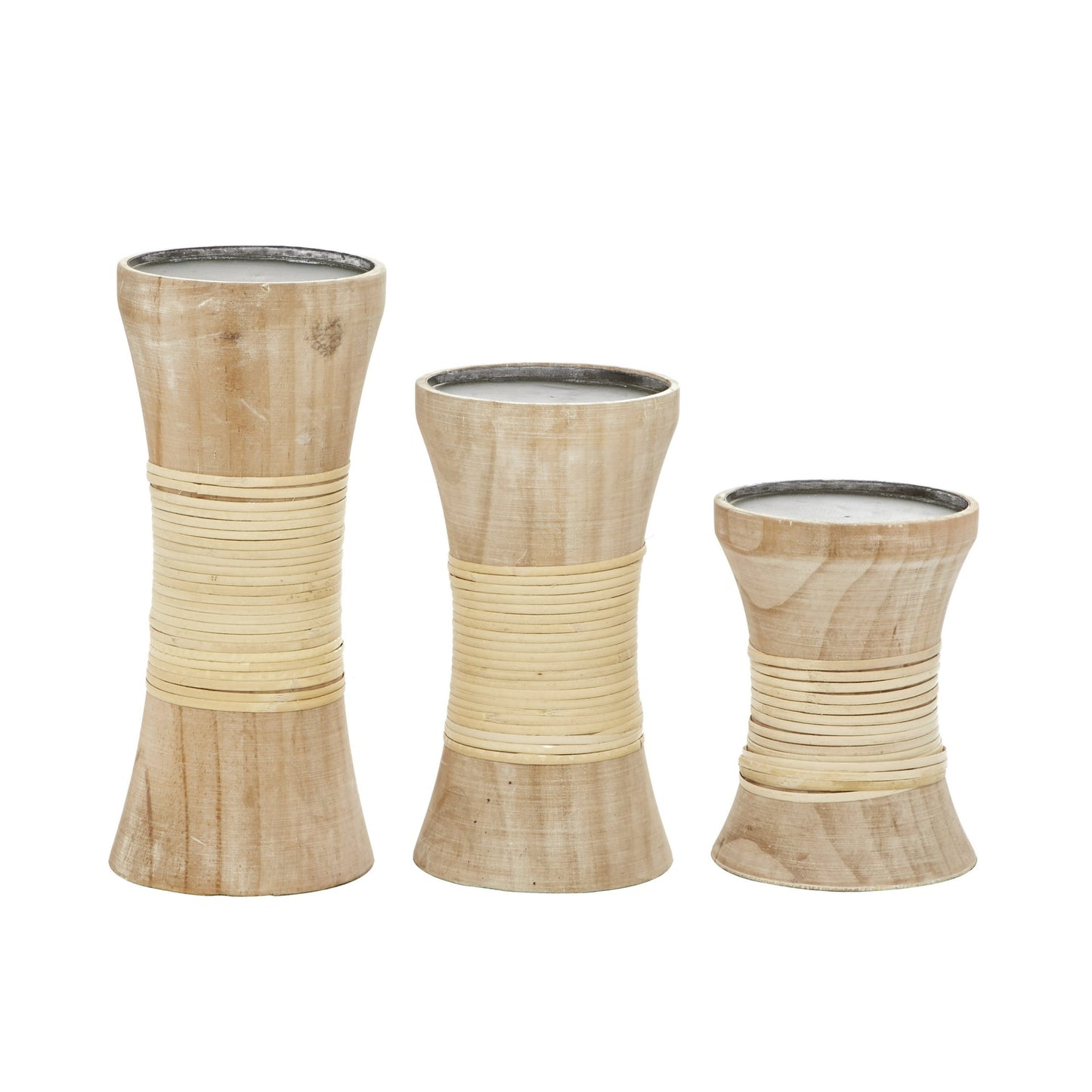 Aura of Teak Candle Holders 3 Pieces