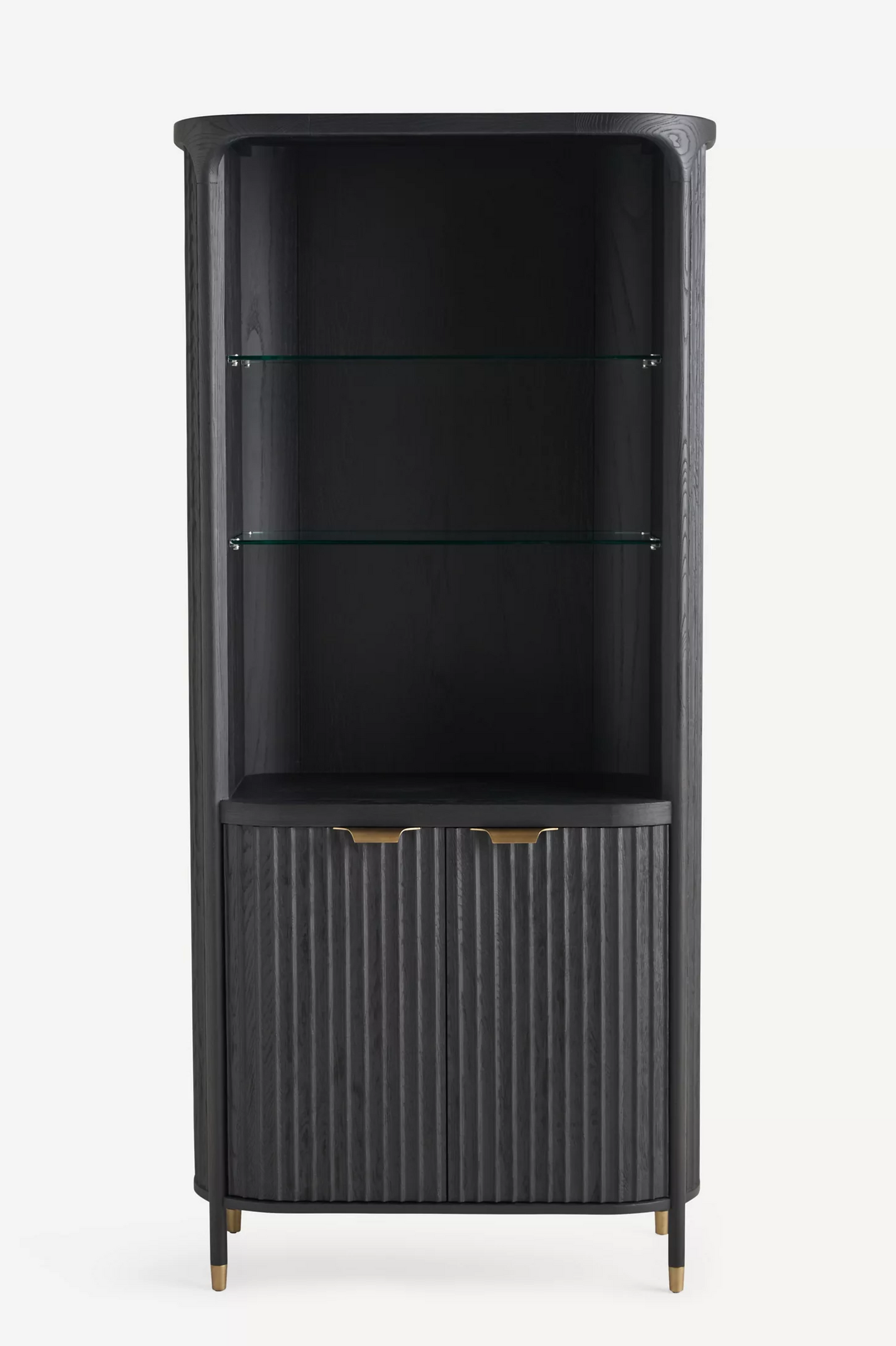 Midnight Elegance: Black Display Bar Cabinet