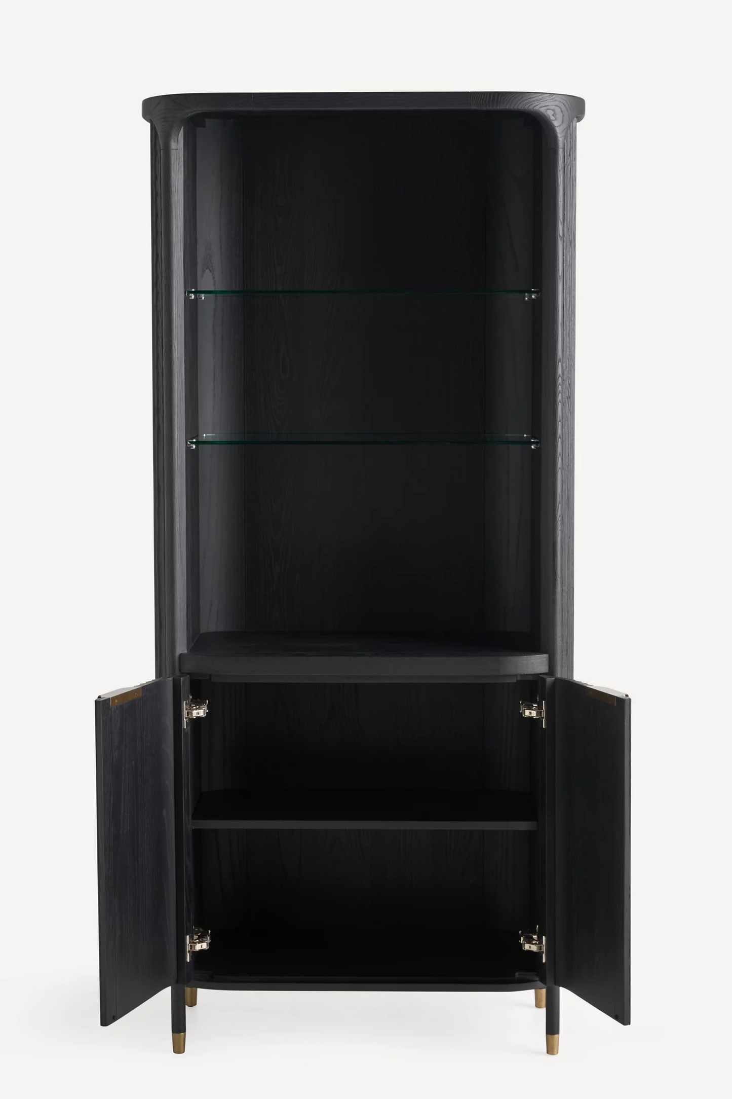 Midnight Elegance: Black Display Bar Cabinet