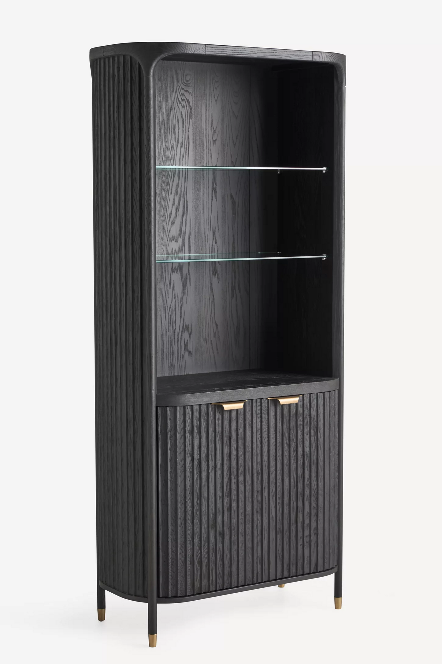 Midnight Elegance: Black Display Bar Cabinet