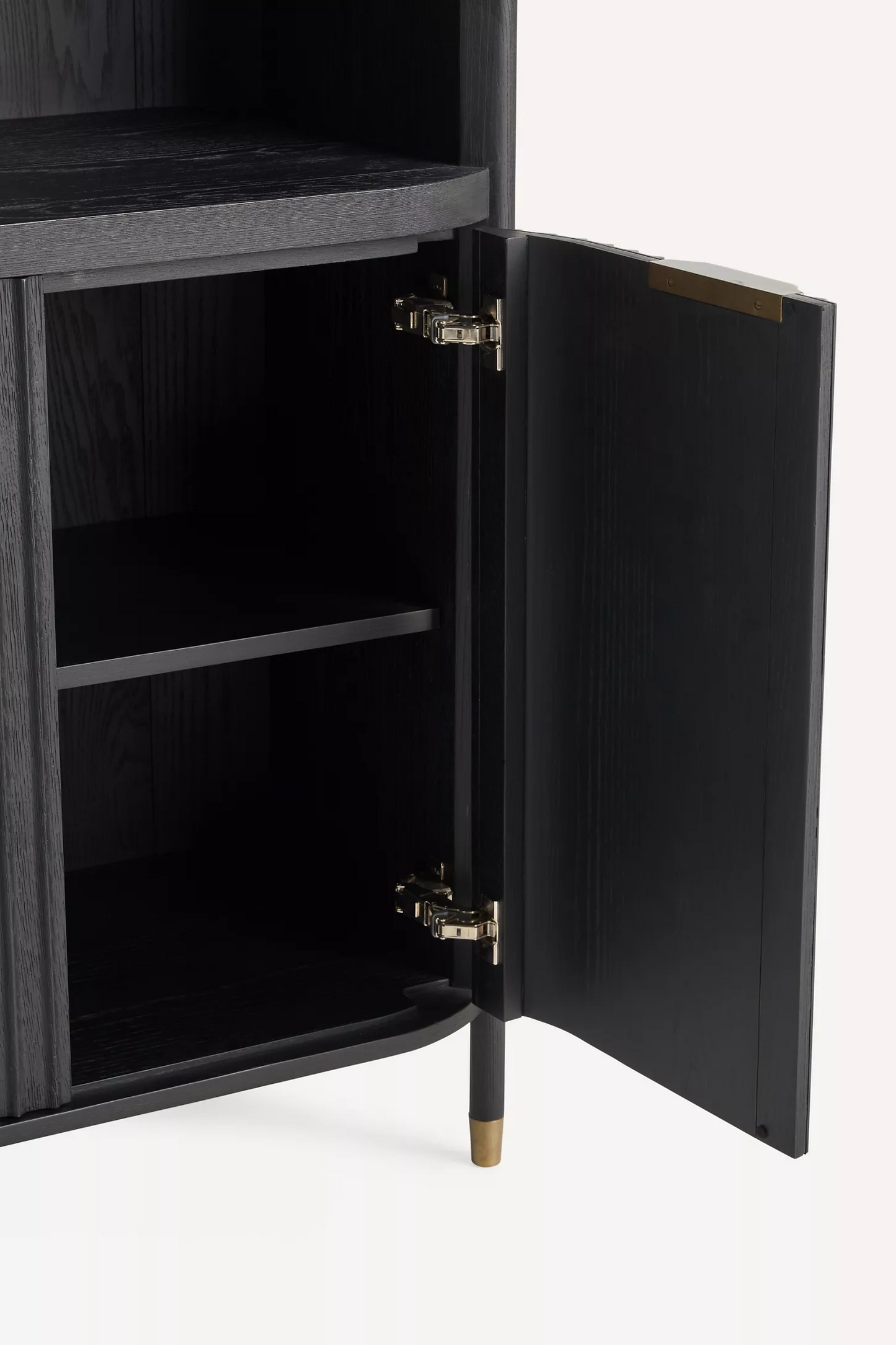 Midnight Elegance: Black Display Bar Cabinet