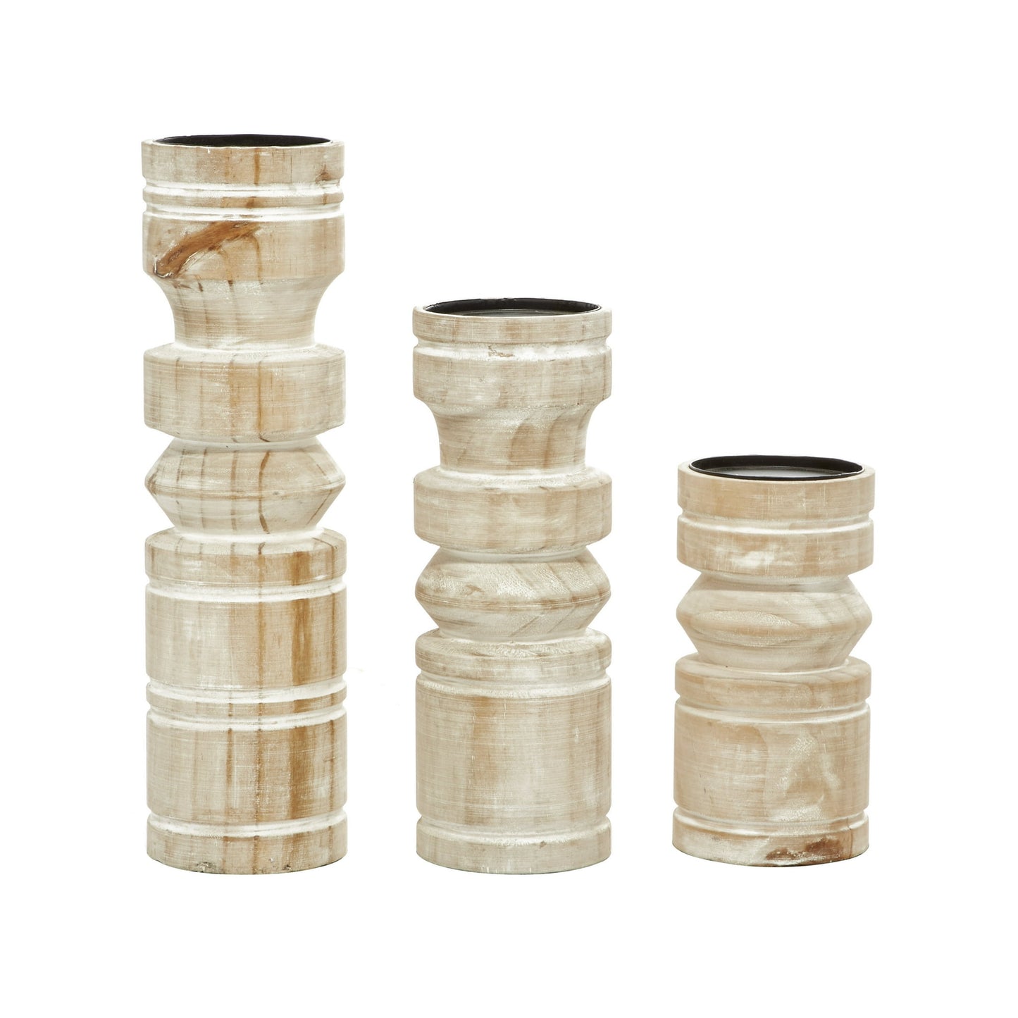 Distressed White Elegance Candle Holders