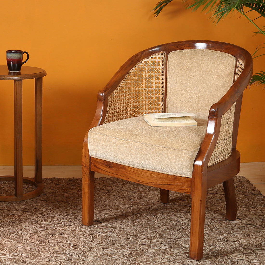 Sidqa Modern Heritage Mahogany Cane Armchair