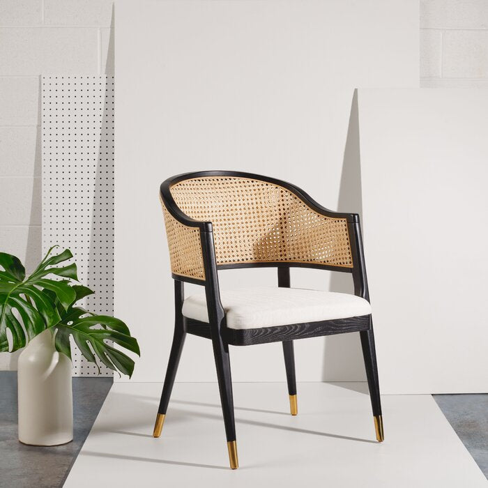 Sidqaa Ebony Teak Chair with Natural Cane Weave