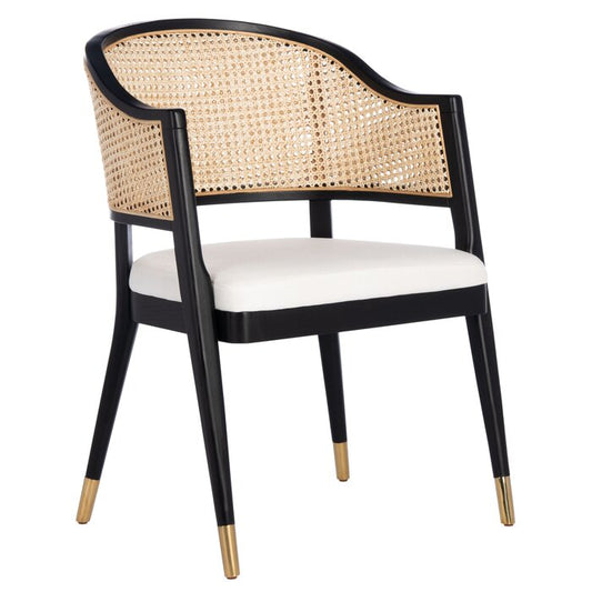 Sidqaa Ebony Teak Chair with Natural Cane Weave