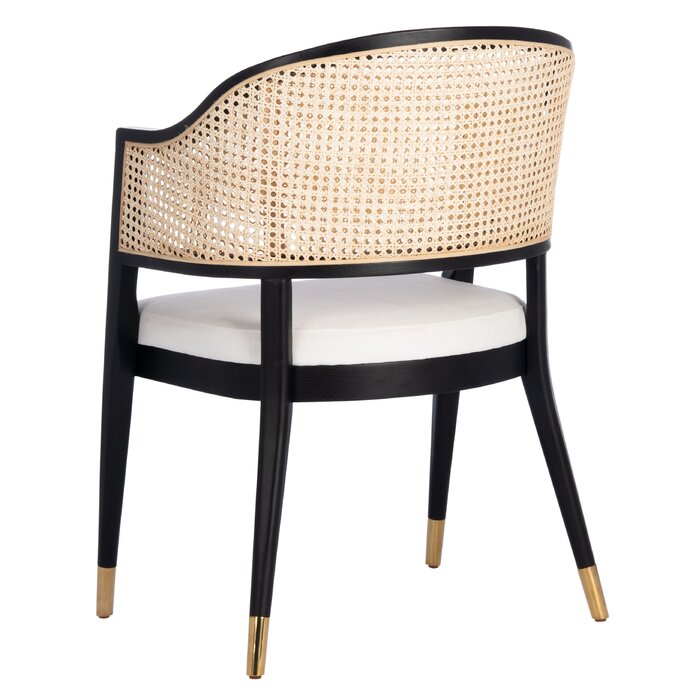 Sidqaa Ebony Teak Chair with Natural Cane Weave