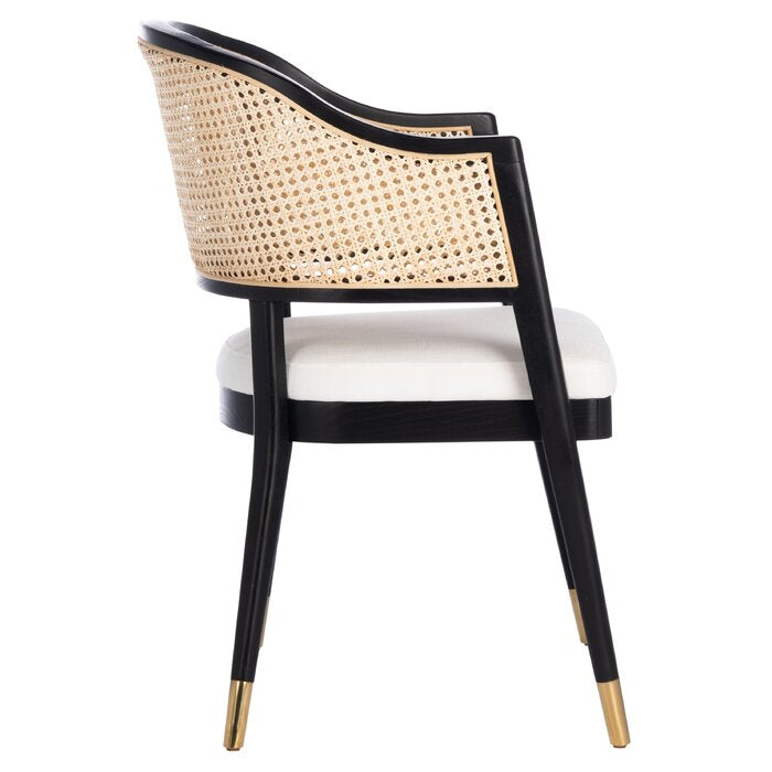 Sidqaa Ebony Teak Chair with Natural Cane Weave