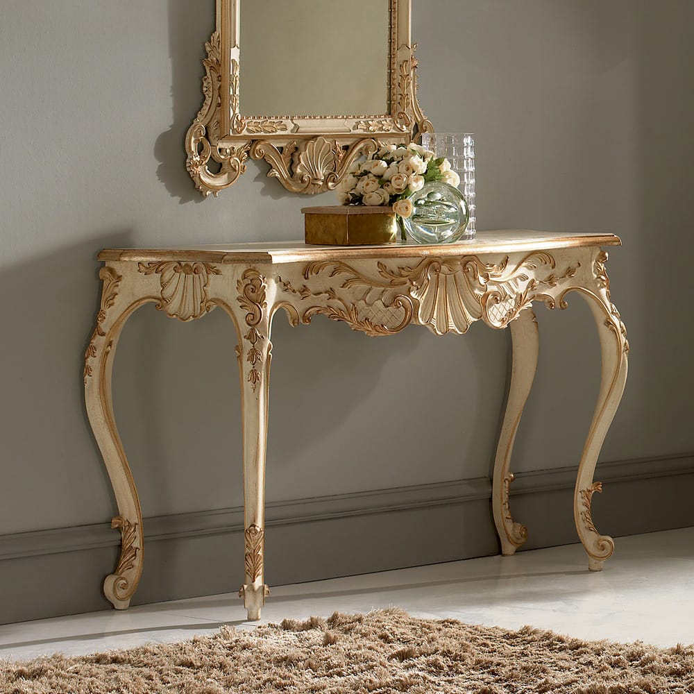 Sidqa Beige French Console and Mirror Set