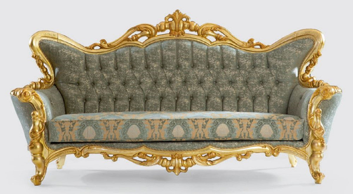 The Opulent Green Antique Gold Leaf Sofa Set by Sidqa