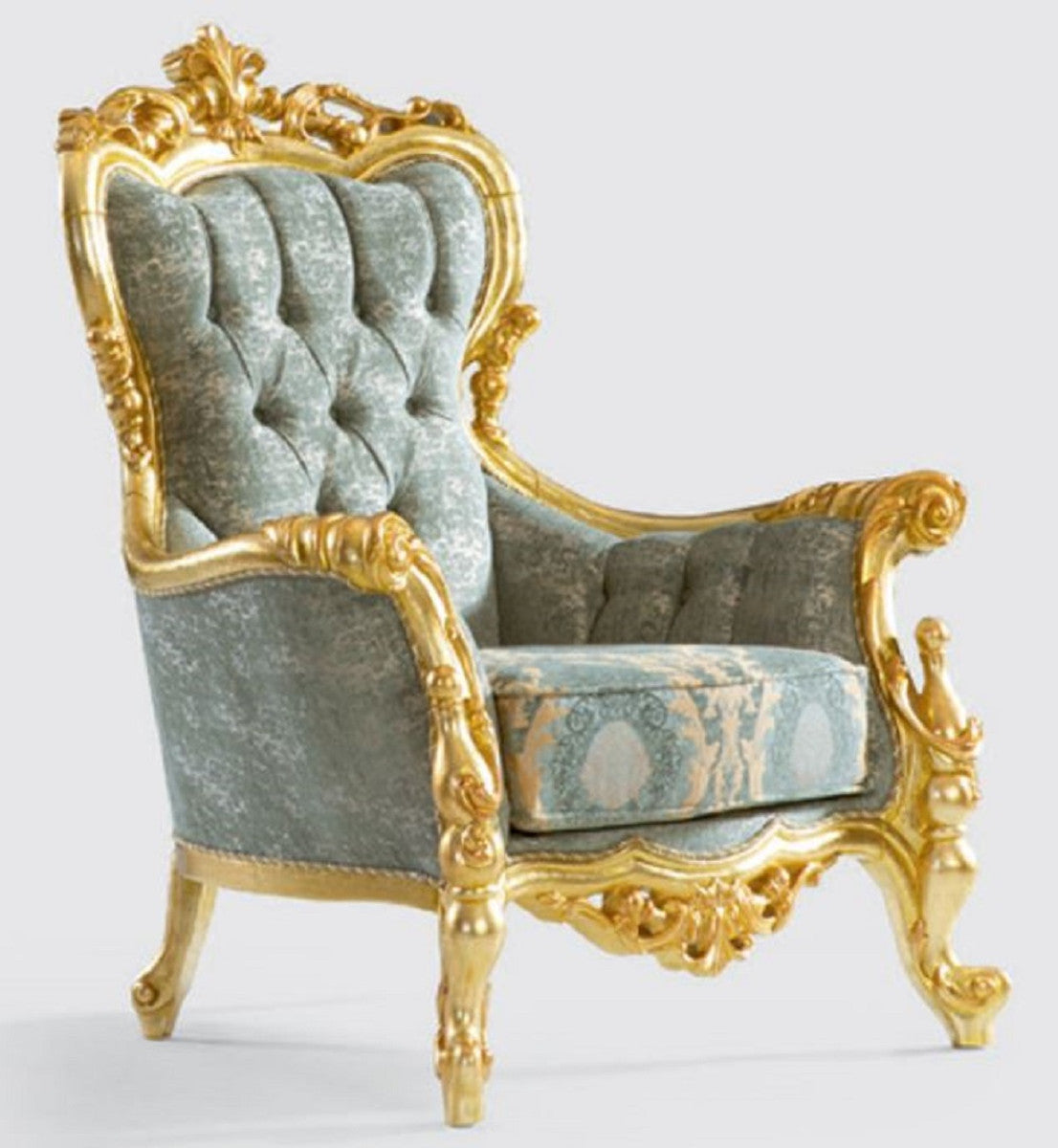 The Opulent Green Antique Gold Leaf Sofa Set by Sidqa