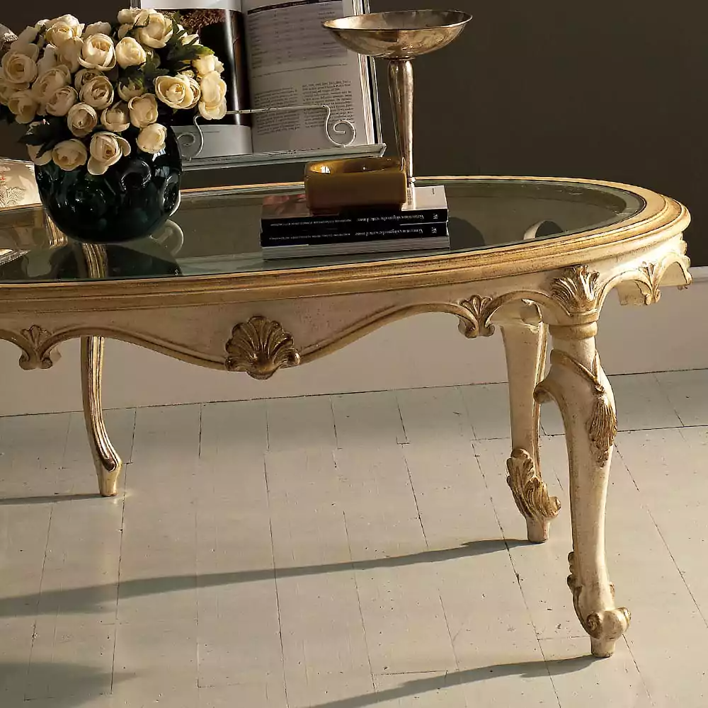 Sidqa Antique Gold French Oval Coffee Table