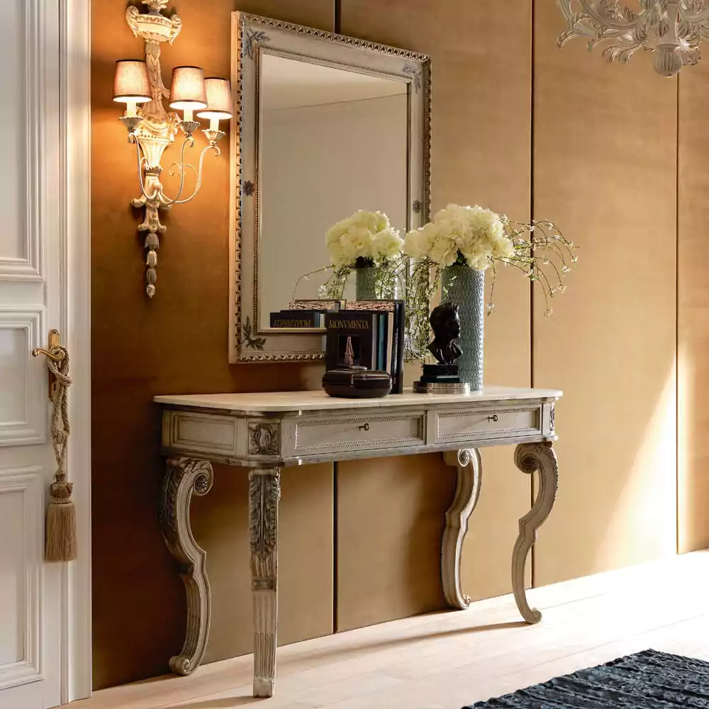 Sidqa Ash Grey French Console and Mirror Set