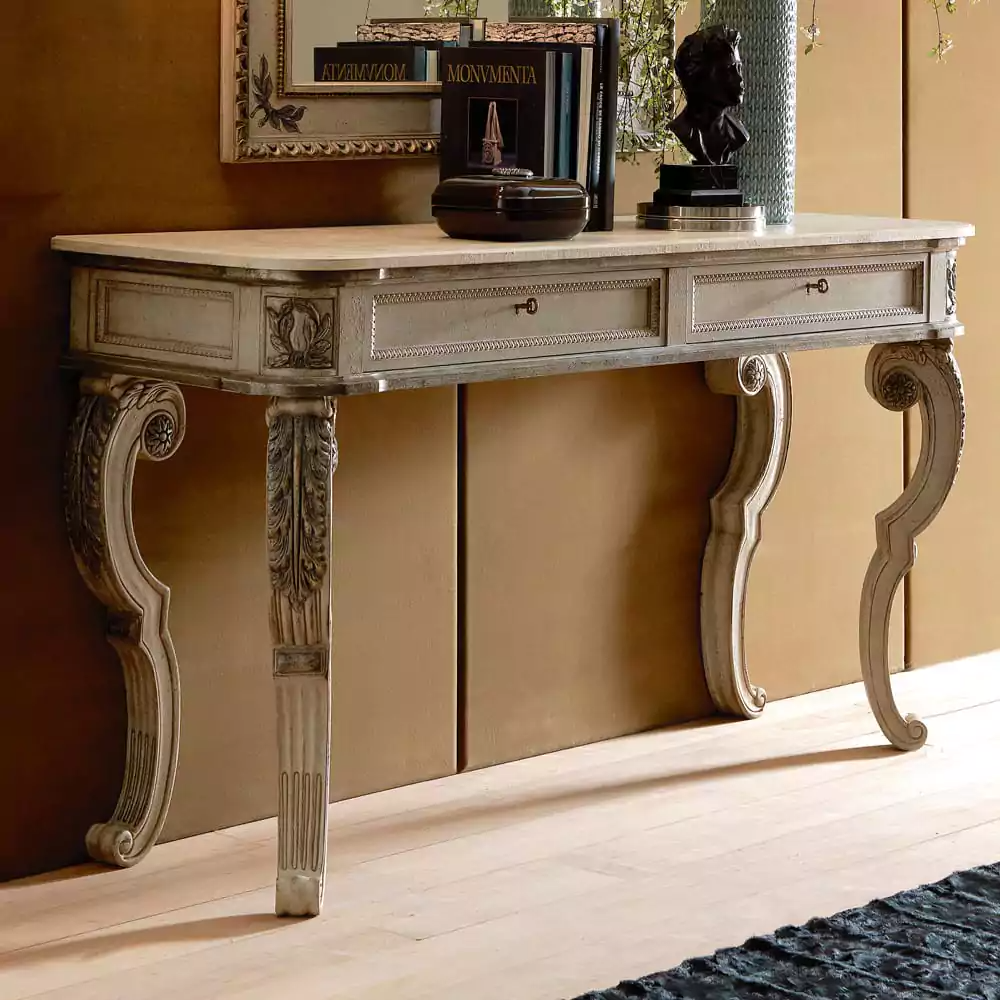 Sidqa Ash Grey French Console and Mirror Set