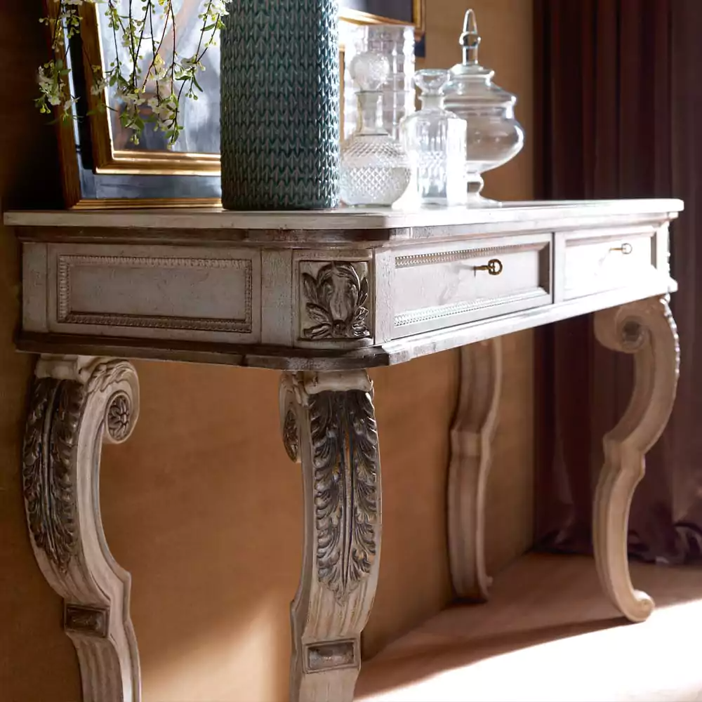 Sidqa Ash Grey French Console and Mirror Set