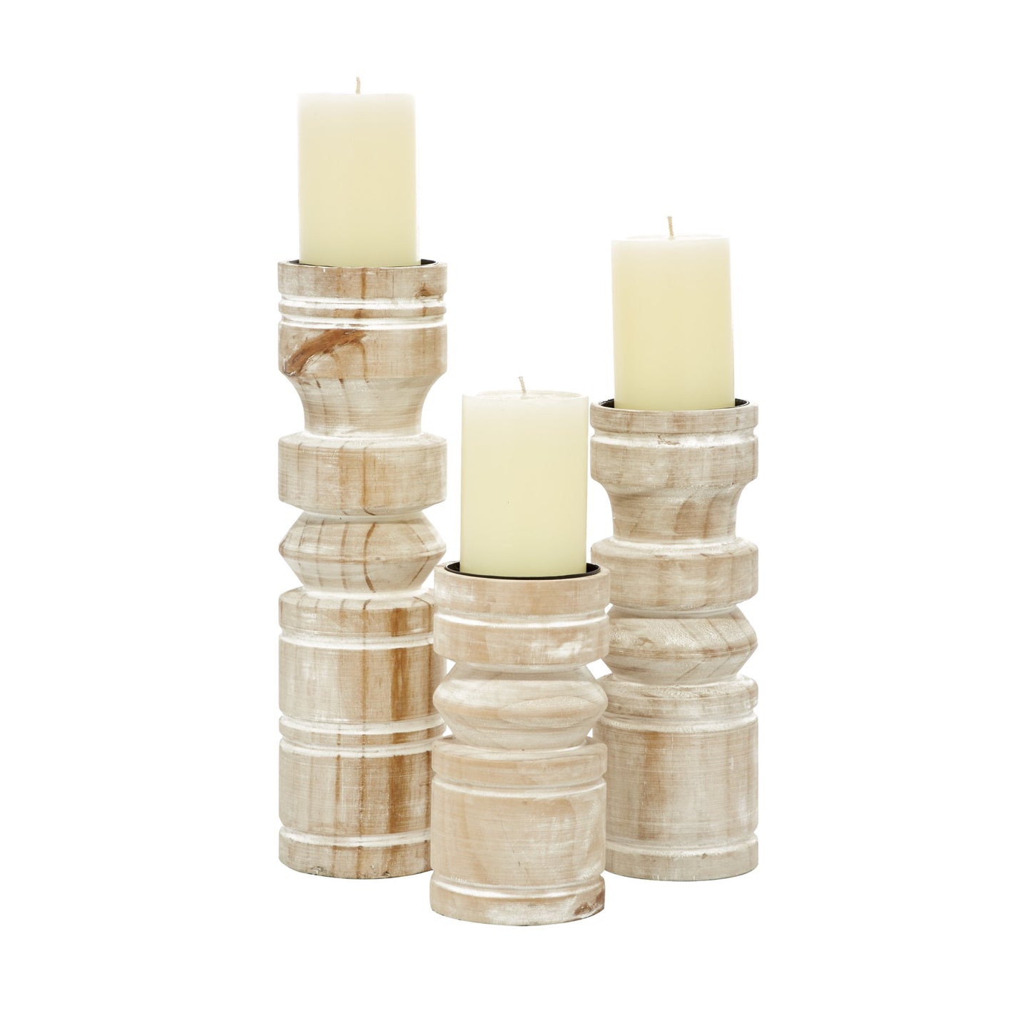 Distressed White Elegance Candle Holders