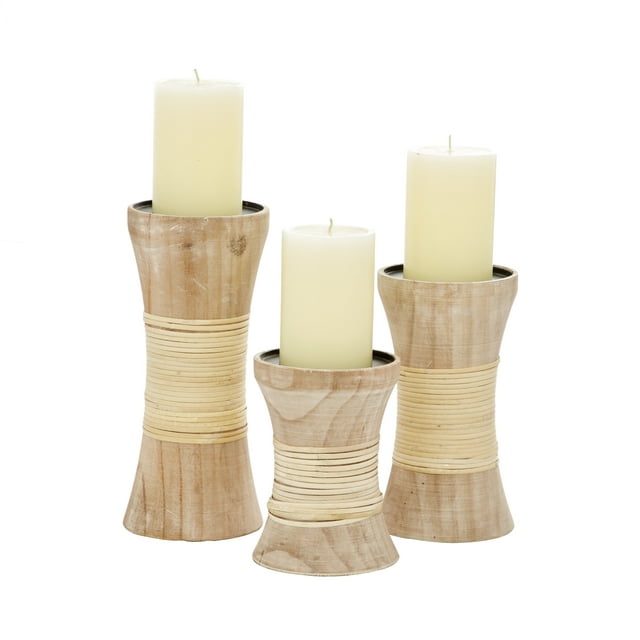 Aura of Teak Candle Holders 3 Pieces