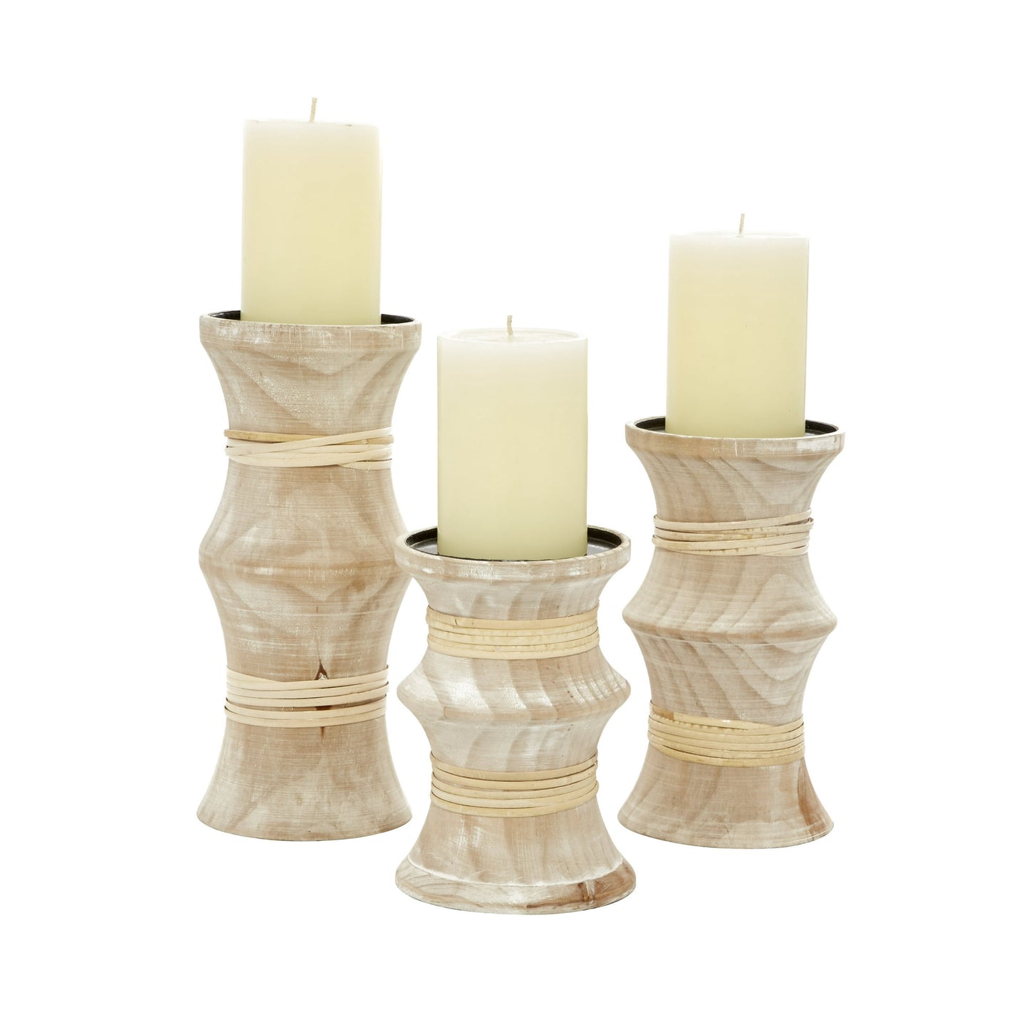 Serene Curve Teak Candle Holders