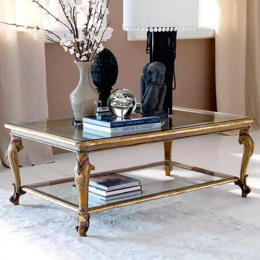 Sidqa Maroon Accents Double-Decker Coffee Table