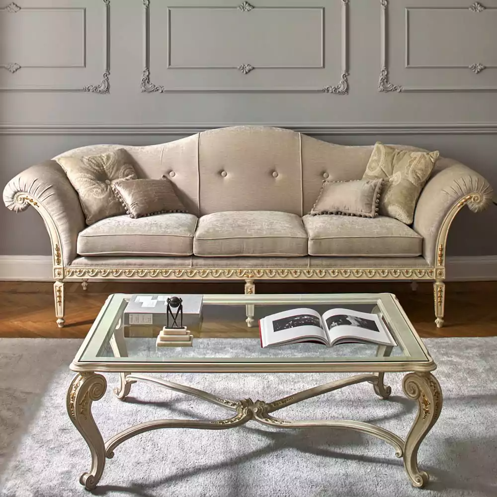 Sidqa Ivory and Gold Accent Coffee Table