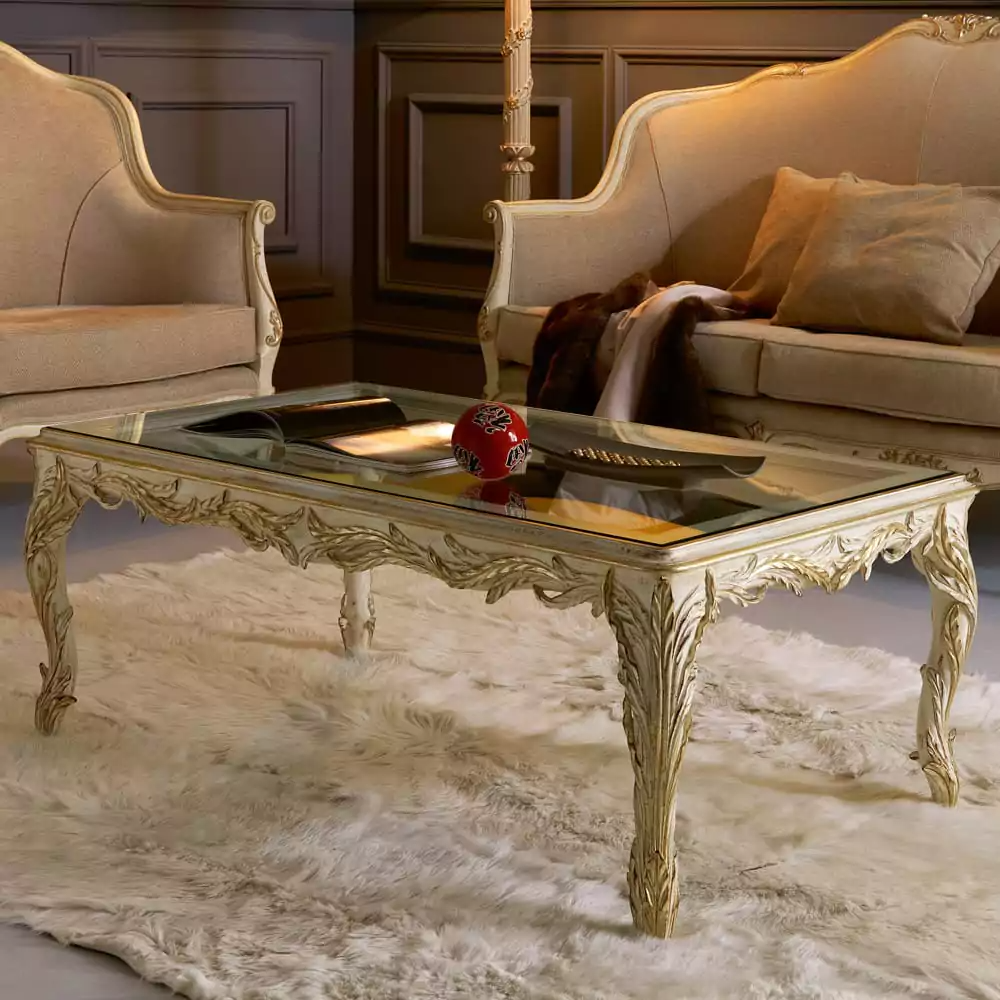 Sidqa Vines French Glass-Top Coffee Table