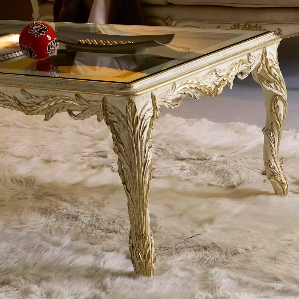 Sidqa Vines French Glass-Top Coffee Table