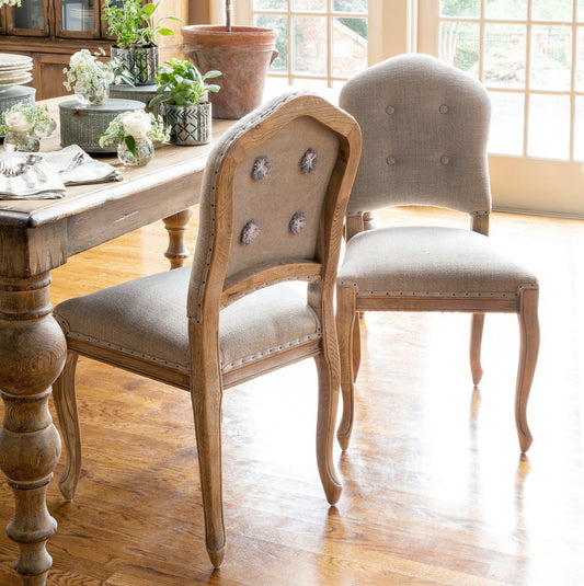 The French Tufted Dining Chair in Light Grey by Sidqa