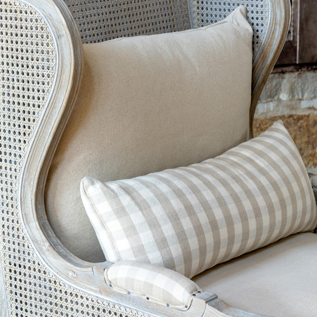 Sidqa Grand Grey Cane Armchair with French Finish