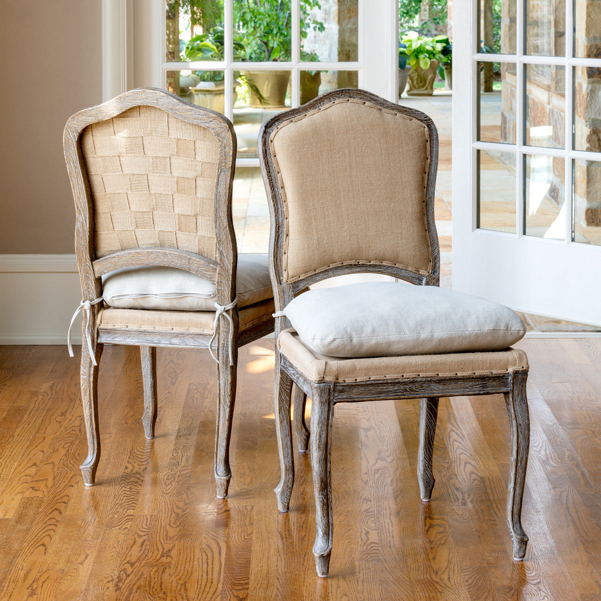 The Rustic Elegance Dining Chair with Ivory Cushions by Sidqa