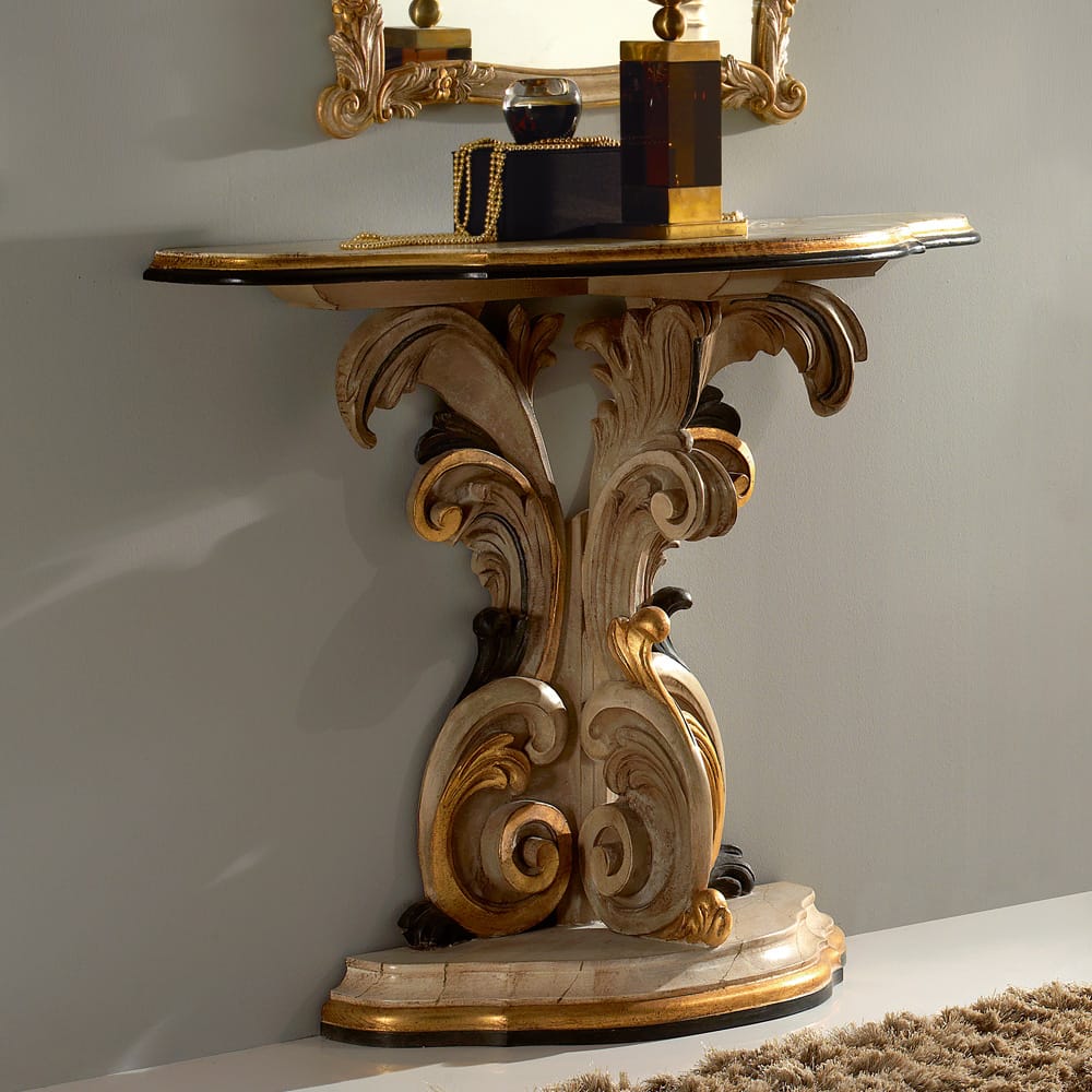 Sidqa Wall-Mounted Sand French Console and Mirror Set