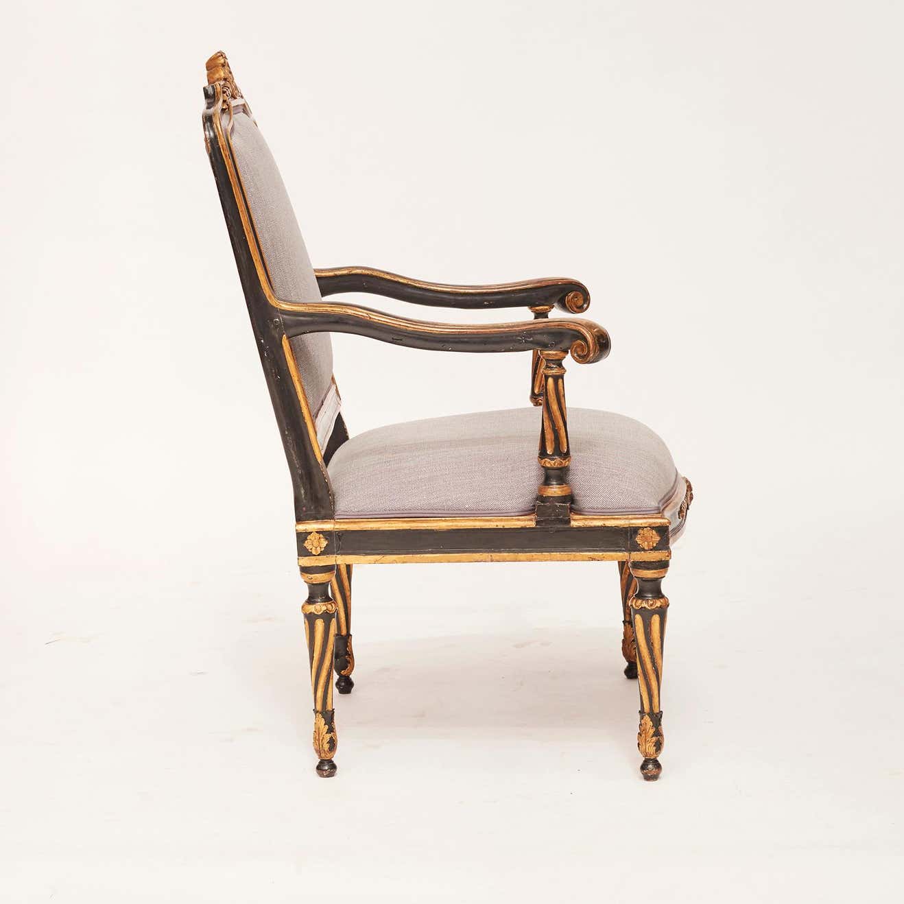 The Opulent Black and Gold Chair in Grey Luxury Fabric by Sidqa